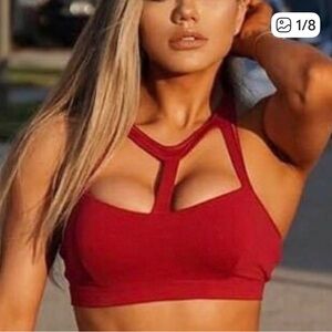 ISO- Bombshell Sportswear Burgundy Cutout Sports Bra L or XL